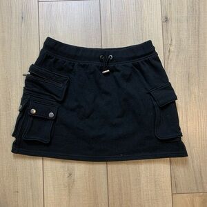 Black Cargo Pocket Mini Skirt